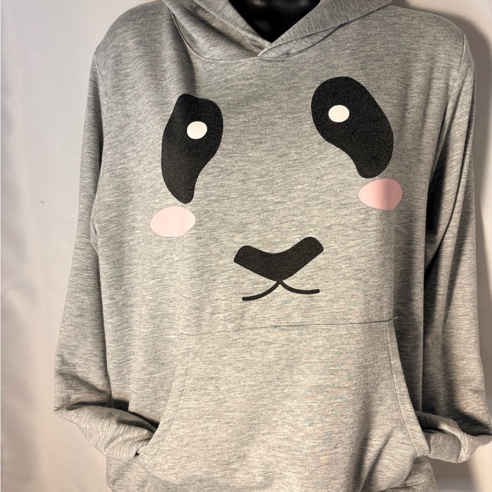 Gray Panda Face Hoodie